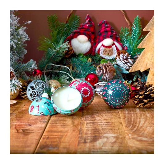 Vela Perfumada Navidad Aroma Bola Decorativa 6,8 Cm Blanco