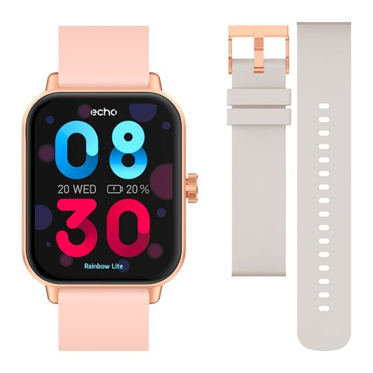 ECHO Rainbow Lite Reloj Inteligente Rosa con Correa Gris
