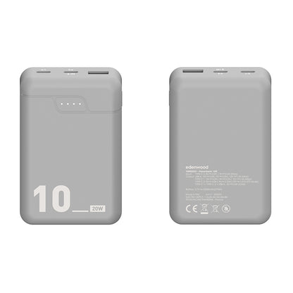 EDENWOOD Batería de Emergencia 10 000 mAh Negra Powerbank con Garantía 3 Años