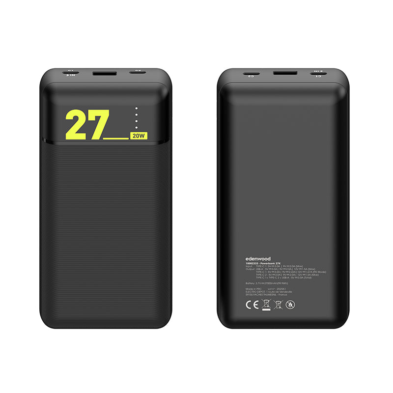 EDENWOOD Batería 27.000 mAh Negro Universal 20W Portátil Alta Capacidad