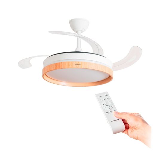 Innovagoods Ventilador de Techo DC Silencioso 6 Velocidades LED Madera