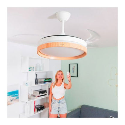 Innovagoods Ventilador de Techo DC Silencioso 6 Velocidades LED Madera