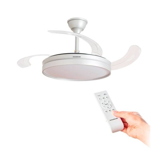 INNOVAGOODS Ventilador de Techo, Motor DC, Aspas Retráctiles, Plata 48W