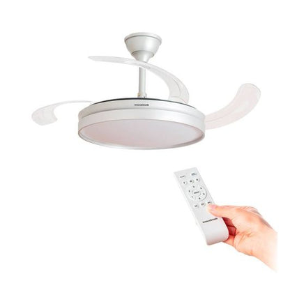 INNOVAGOODS Ventilador de Techo, Motor DC, Aspas Retráctiles, Plata 48W