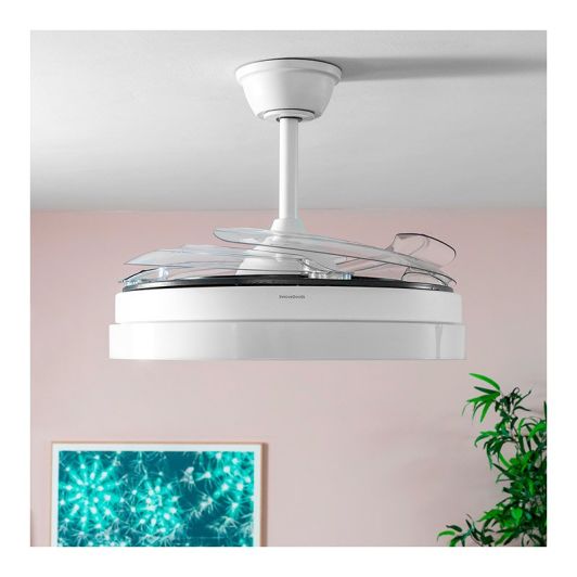 INNOVAGOODS Ventilador de Techo, Motor DC, Aspas Retráctiles, Plata 48W