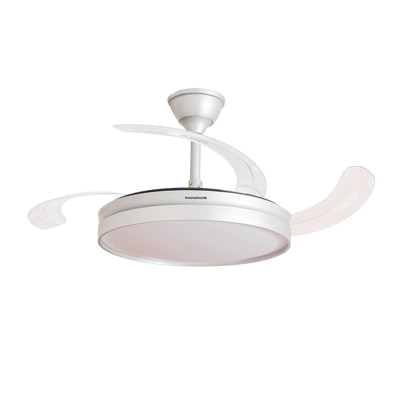 INNOVAGOODS Ventilador de Techo, Motor DC, Aspas Retráctiles, Plata 48W