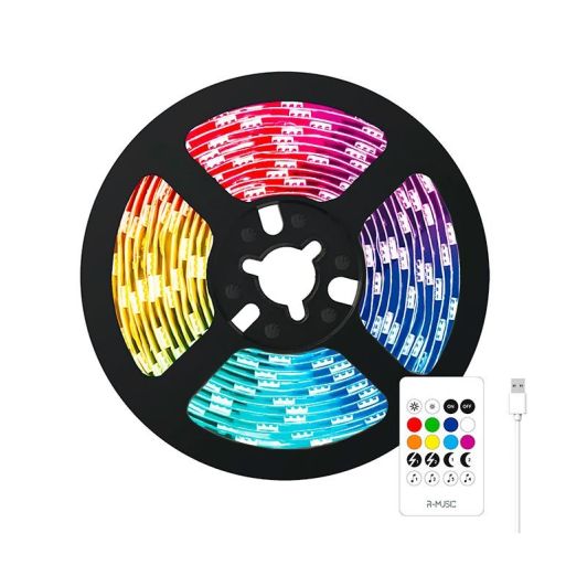 R-MUSIC Cinta LED USB 10m Multicolor con Control Remoto