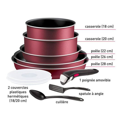 Batería TEFAL Simply Cook 10pcs Set Cocina Aluminio