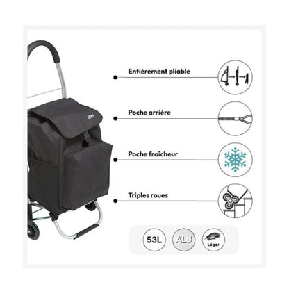 Carro de Mercado Plegable 6 Ruedas Negro