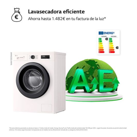 LG W4X1095NWK Lavadora Secadora 9kg+5kg Motor Direct Drive con Vapor