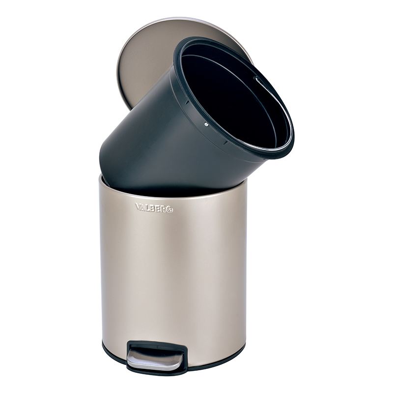 VALBERG Cubo de Basura 5 L Tapa Suave Acero