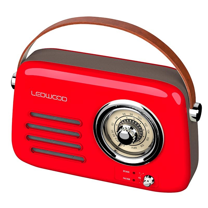 LEDWOOD Vintage Alma Radio Rojo Retro Compacta Batería USB‑C