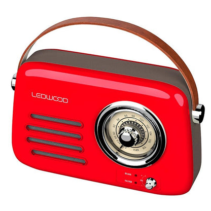 LEDWOOD Vintage Alma Radio Rojo Retro Compacta Batería USB‑C