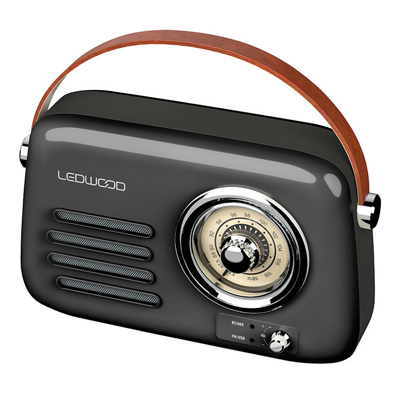 LEDWOOD Radio Vintage Alma Noir con Batería USB‑C