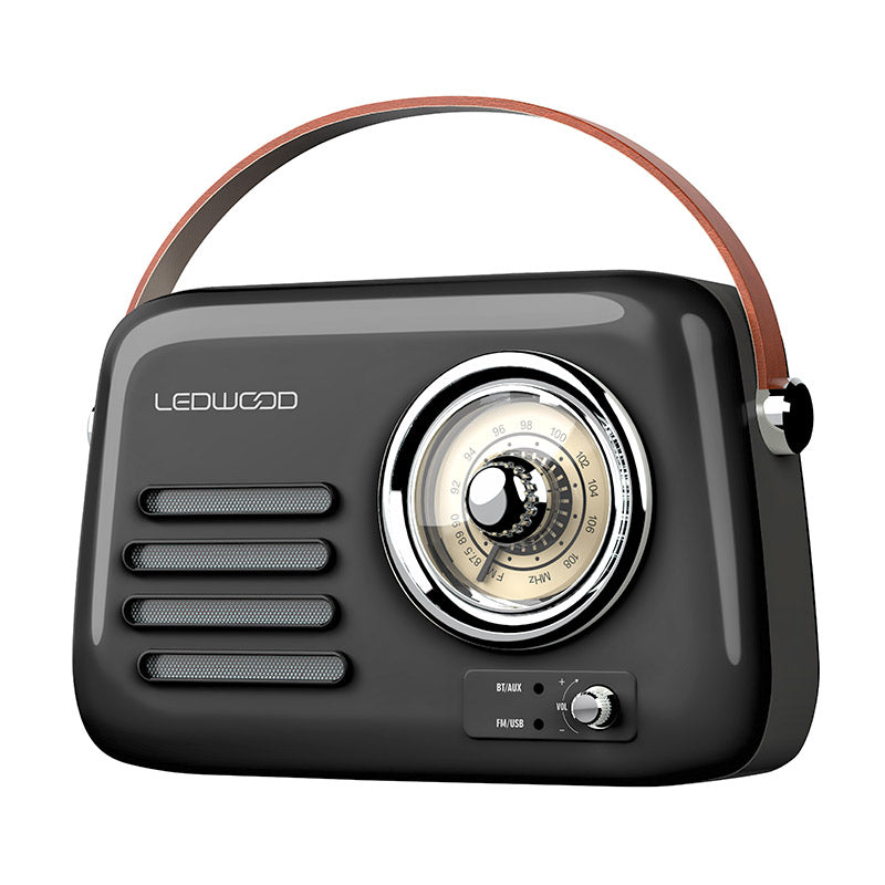 LEDWOOD Radio Vintage Alma Noir con Batería USB‑C