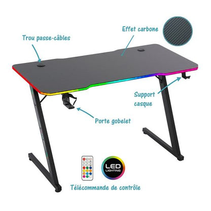 Mesa Gaming AMSTRAD 120x60 cm con Iluminación LED – Electro Depot