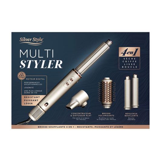 Silver Style 1200W Cepillo Moldeador 4‑en‑1 Iónico Aire Frío