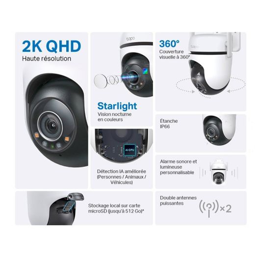 TAPO C520WS Cámara Seguridad Exterior 4MP 2K Motorizada 360° Nocturna Color