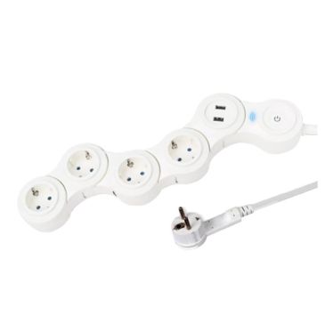 EUROBRIC Adaptador Inteligente Flexible 4 Enchufes 2 USB