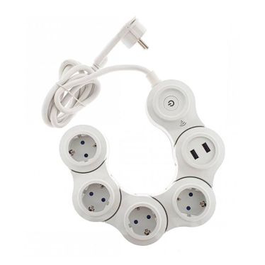 EUROBRIC Adaptador Inteligente Flexible 4 Enchufes 2 USB