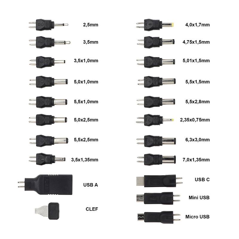 EDENWOOD Fuente Universal 27W 3‑12 V USB‑C + 20 Conectores