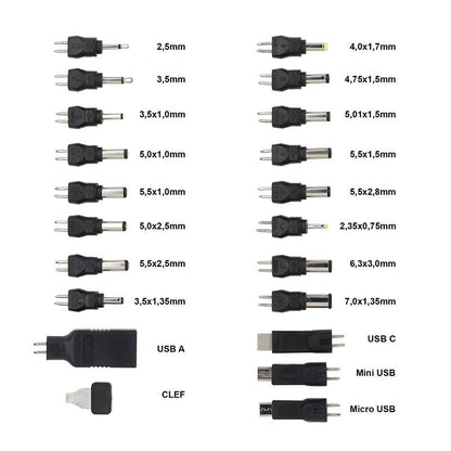 EDENWOOD Fuente Universal 27W 3‑12 V USB‑C + 20 Conectores
