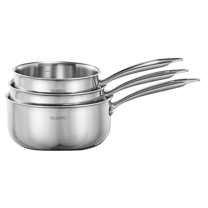 Valberg Pack Tres Cacerolas Inoxidable 16 cm 18 cm 20 cm