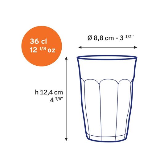 DURALEX Vaso Picardie 36cl Pack 6 Gris