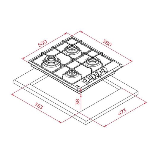 TEKA HLX 640 KL Placa de Gas Inox