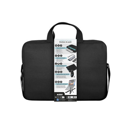 URBAN FACTORY Pack Maletín + Ratón + Soporte + Alfombrilla para Portátil 16"