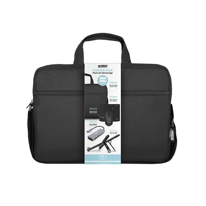 URBAN FACTORY Pack Maletín + Ratón + Soporte + Alfombrilla para Portátil 16"