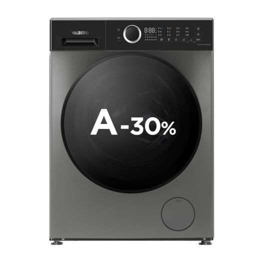 Lavadora 8 kg 1400rpm Clase A -30% VALBERG Gris Carga Frontal WF 814 A-30 F S566C