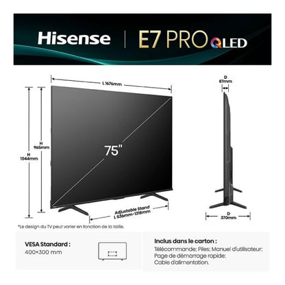 Hisense 75E7Q Pro QLED TV 4K 144Hz HDMI 2.1
