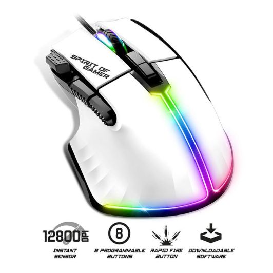 Spirit Of Gamer PRO M5 Ratón Gaming 12800 DPI Blanco