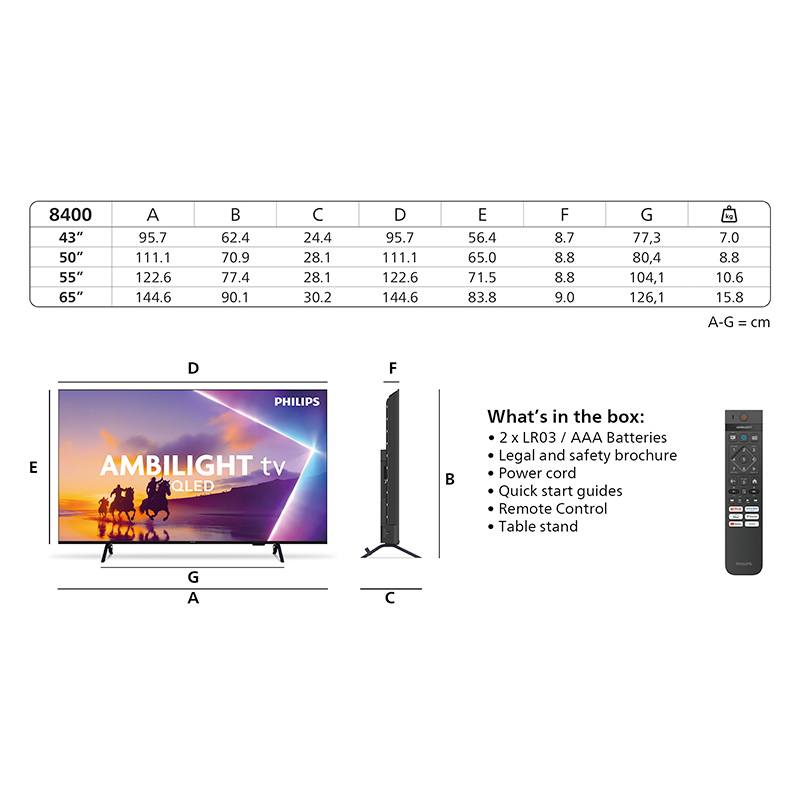 Philips QLED 65" 65PUS8400 4K Ambilight Con Google Dolby Vision