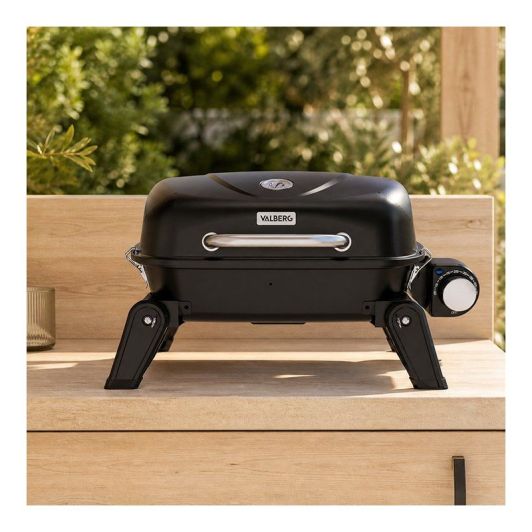 VALBERG ELEC-VAL-PORT4737 Barbacoa Eléctrica Portátil con Tapa y Patas Plegables