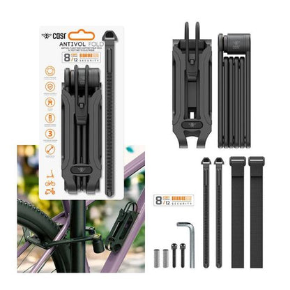 Candado plegable CASR con soporte para bicicleta y patinete