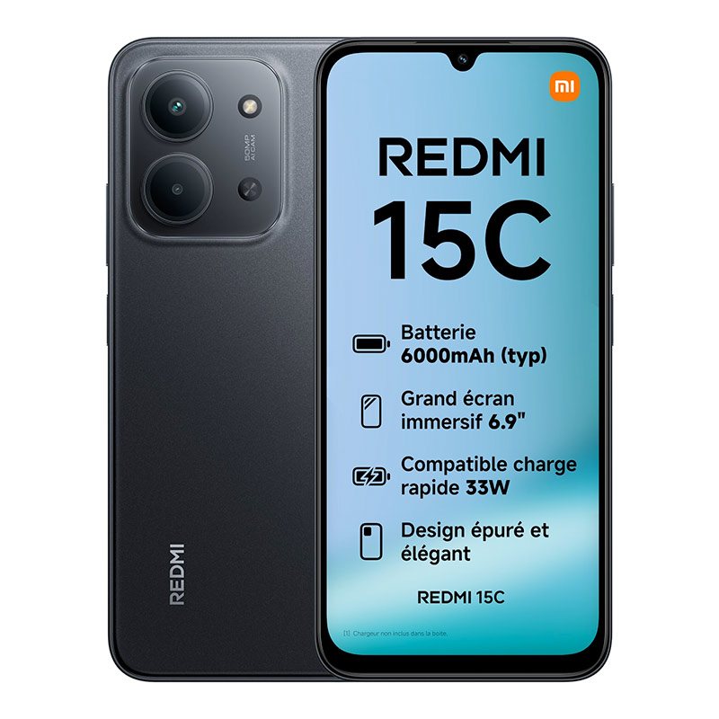 XIAOMI Redmi 15C Smartphone Negro 6.9" Pantalla 50 MP Cámara 6000 mAh