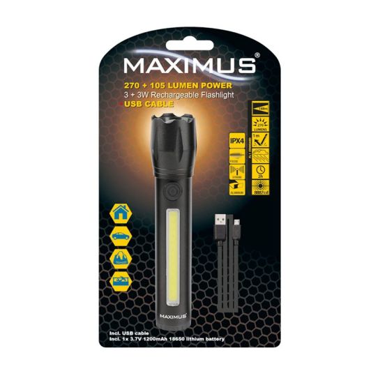 MAXIMUS Linterna LED FL 028 270 Lúmenes Recargable