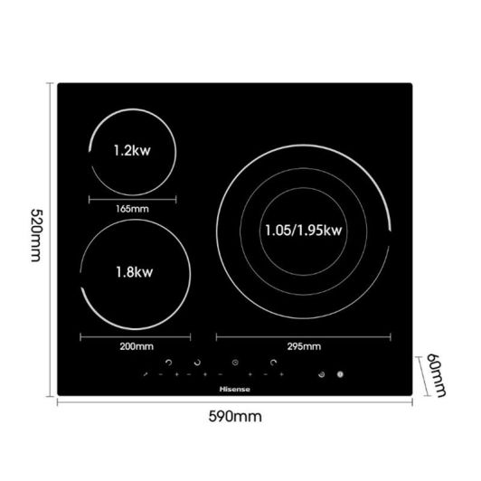 Hisense E6332BSCE Placa Vitrocerámica 3 Zonas 2700W 30 cm