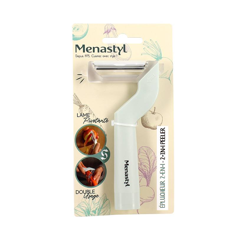MENASTYL Pelador 2 en 1 con Cabezal Giratorio Acero