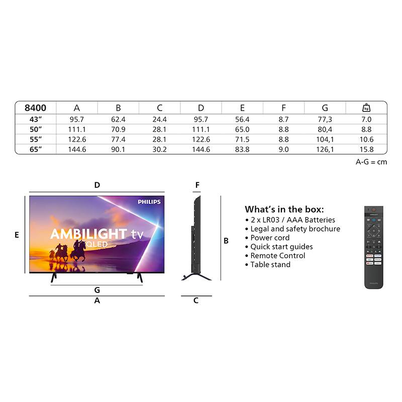 Philips 55PUS8400 TV QLED 55" Ambilight 4K UHD