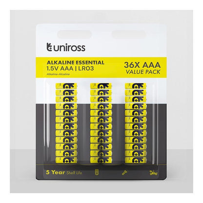 UNIROSS Pilas AAA LR03 1,5V Pack de 36