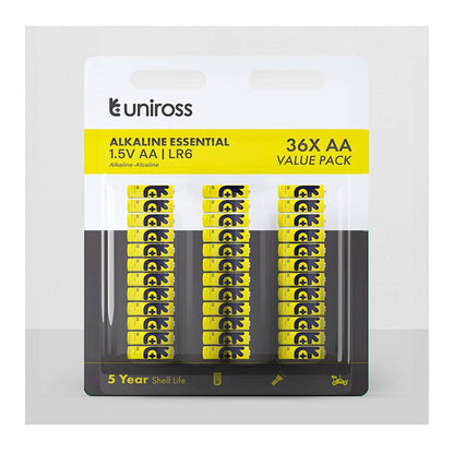 UNIROSS Pilas AA LR06 No Recargables 1,5V Pack 36