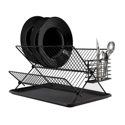 Escurridor Platos Plegable Negro Acero BY ELECTRO DEPOT