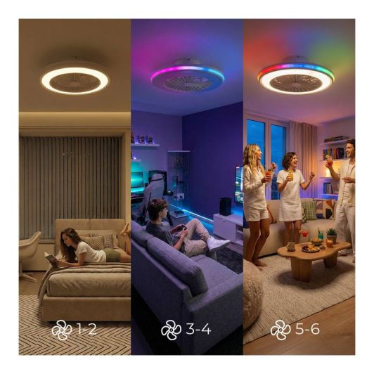 INNOVAGOODS V0104044 Ventilador de Techo Luz RGB Blanco