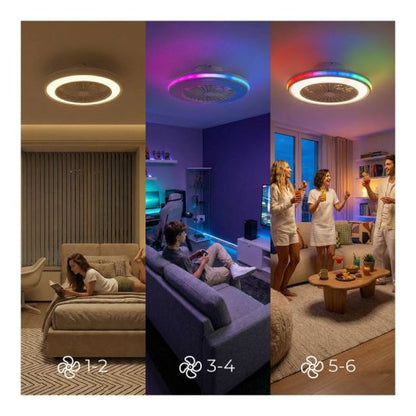 INNOVAGOODS V0104044 Ventilador de Techo Luz RGB Blanco