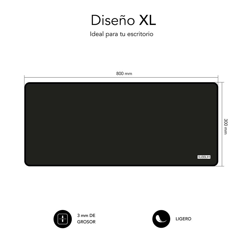 Pack Alfombrilla XL y Ratón Inalámbrico Harmony Negro SUBBLIM