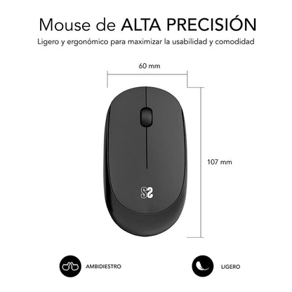 Pack Alfombrilla XL y Ratón Inalámbrico Harmony Negro SUBBLIM