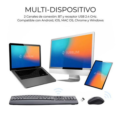 SUBBLIM Office ProWave Pack Teclado+Ratón Ergonómico Negro